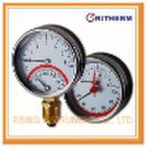 Metal case thermo-manometer