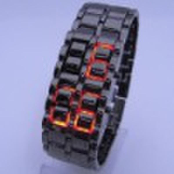 New LED Digital WatchLave Iron Samurai Metal Red L