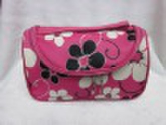 good quality durable black white dots pink PU cosm