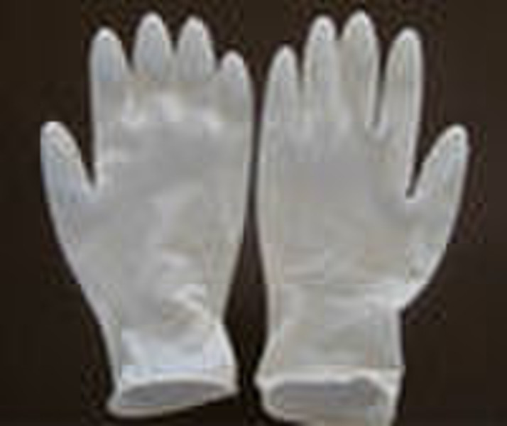 lightly-powdered latex examination gloves