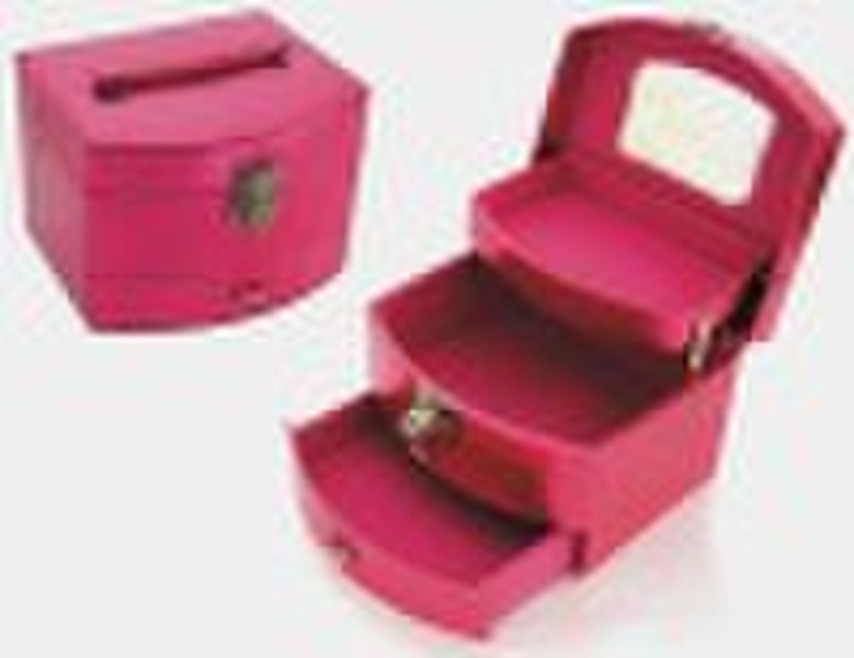 PVC leather makeup storage case with tray and draw