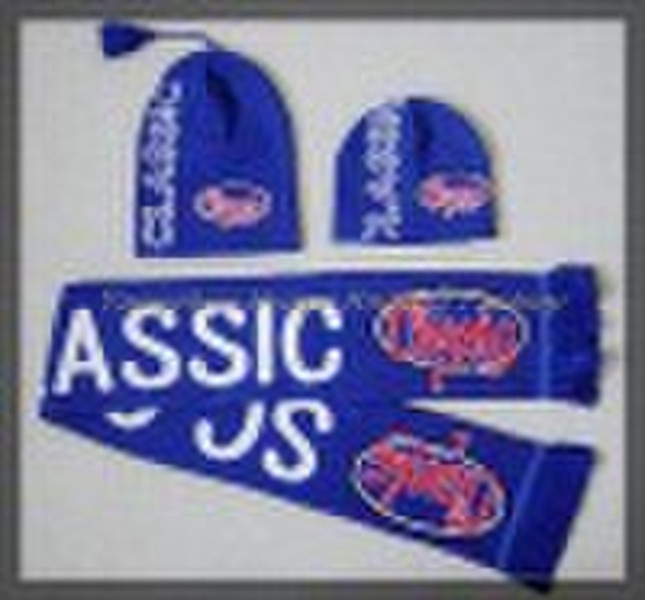 Jacquard knitted acrylic Scarves and Hats for spor