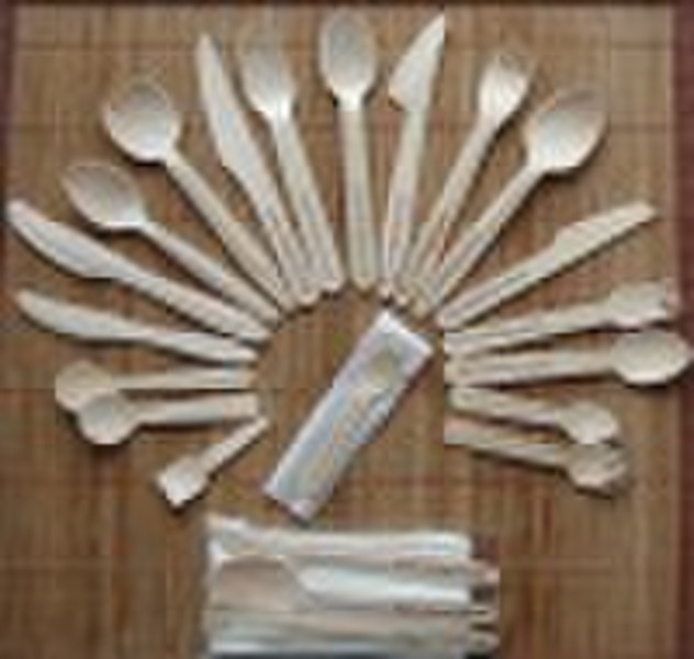 wooden cutlery for knife, fork, spoon