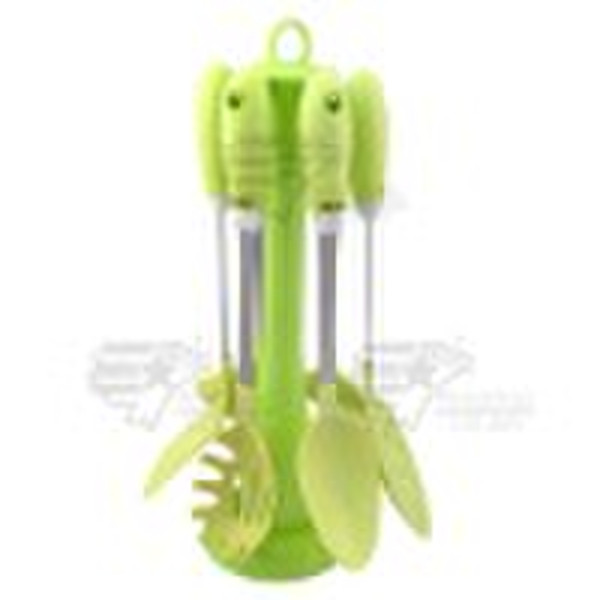 6-Pieces Nylon Kitchen Utensil Set with Wire Rack