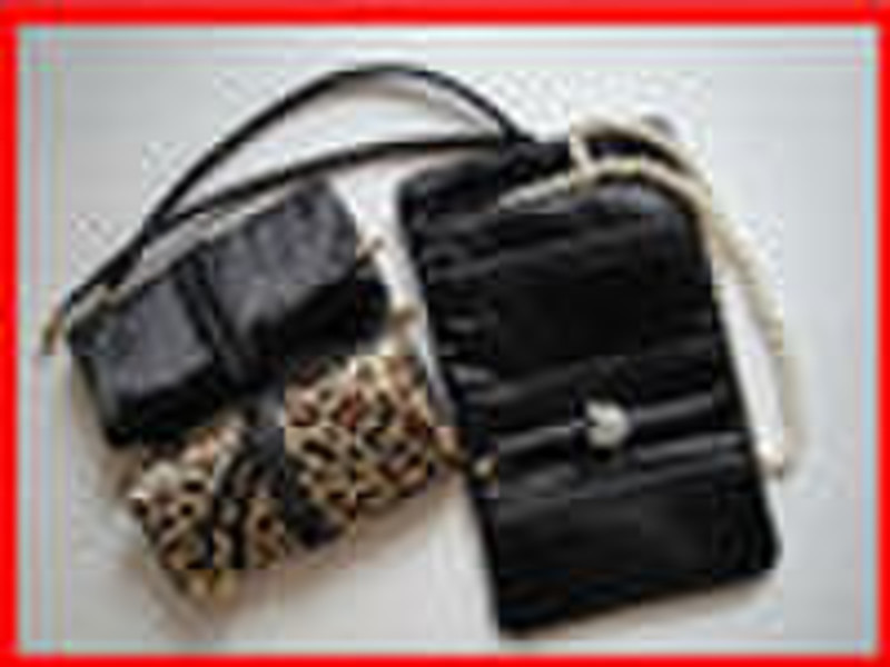 satin travel jewellery bag with zipper pocket