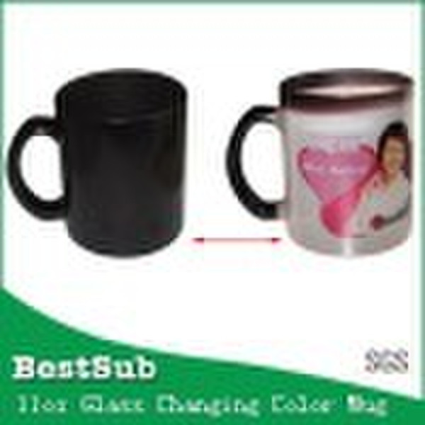 11oz color changing glass promotional mug