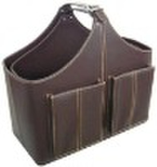 leather magazine basket