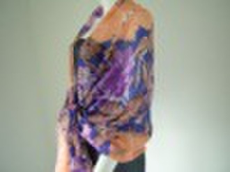 flower printed 100% polyester scarf