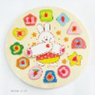 Educational toy for kids-5667A wooden rabbit clock