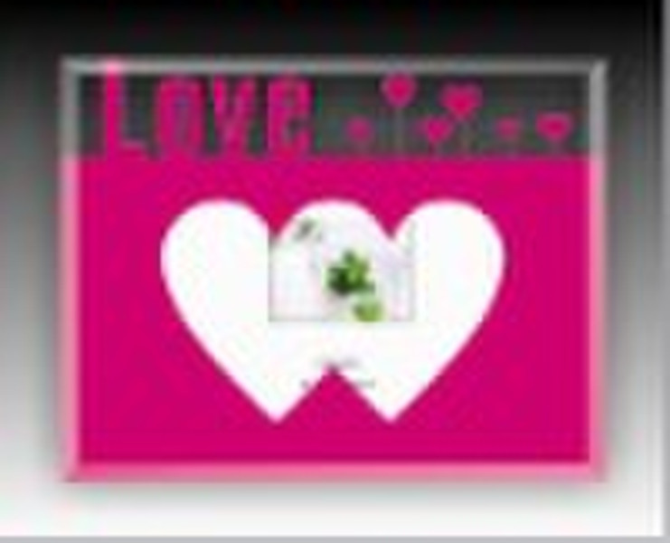 double heart glass photo frame