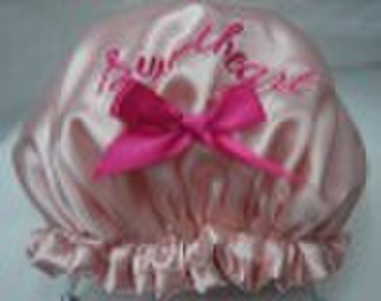 satin shower cap with bowknot