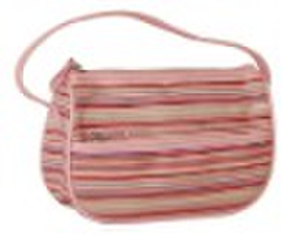 stripe pu handle beach bag shopping bag handbag