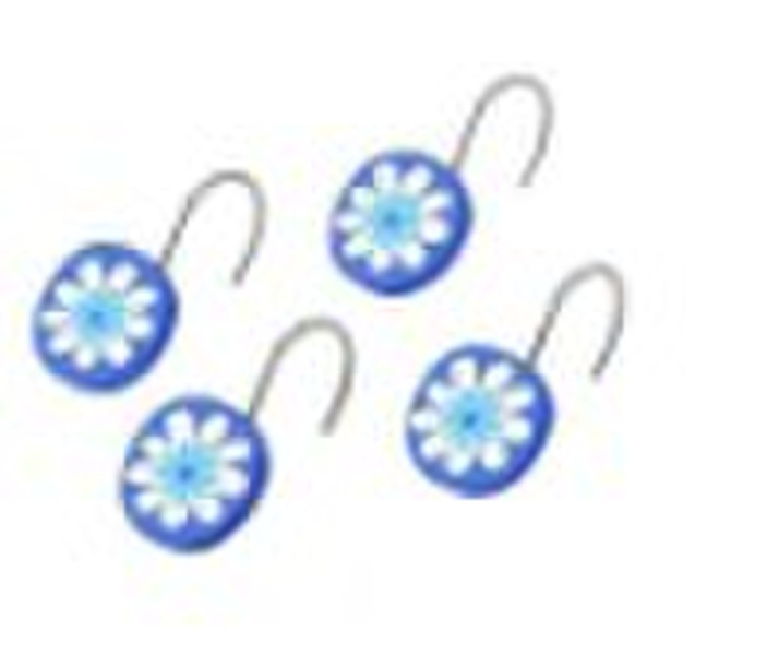 polyresin shower curtain hooks with flower pattern