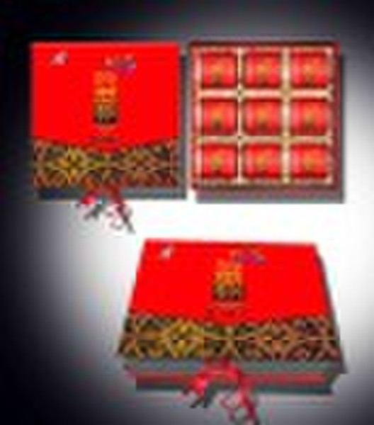 red cotton mooncake box