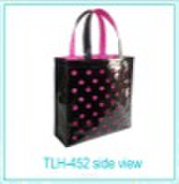 patent pu with dots print handle bag