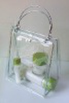 packaging bag transparent handle bag PVC cometic b