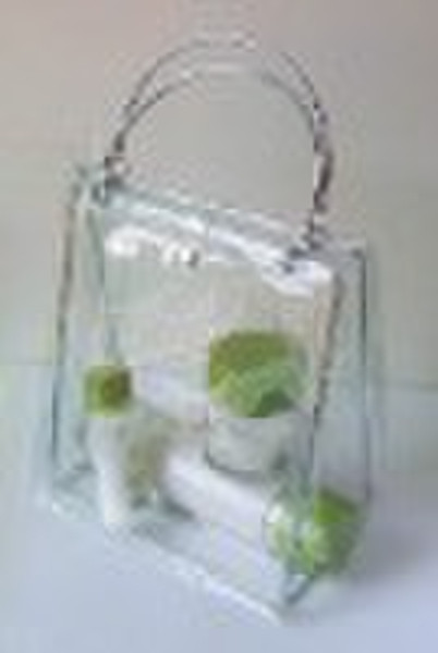 packaging bag transparent handle bag PVC cometic b