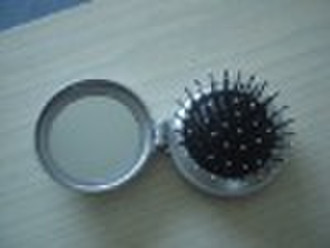 Folding travel Hair Brush with Mirror