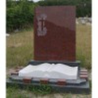 Closed Book Red Granite Tombstone