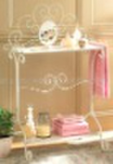 Wrought iron bathroom stowage racks