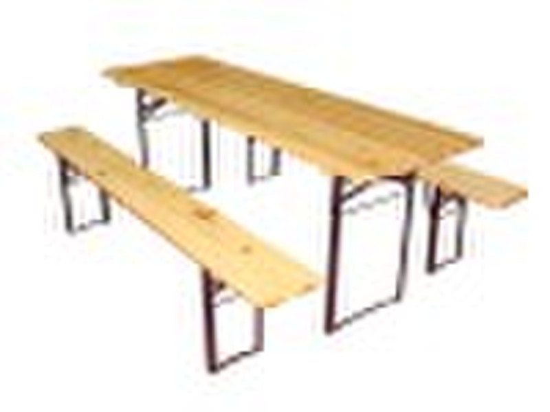 wooden folding long beer outdoor garden table set