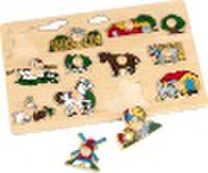 Wooden funny farm puzzle game