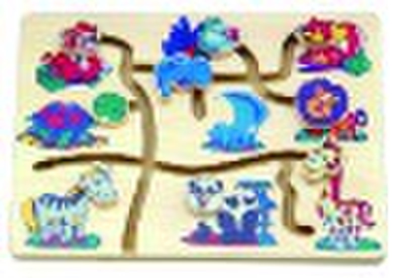 Wooden slidable animal puzzle