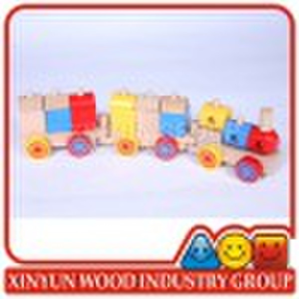 WOODEN COLORED STACKING TRAIN WITH BLOCKS