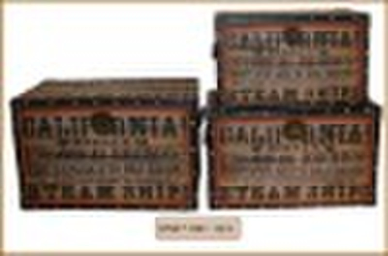 antique wooden storage trunks