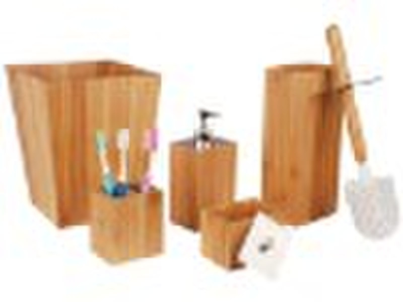 5pc Bamboo Bathroom accessory set