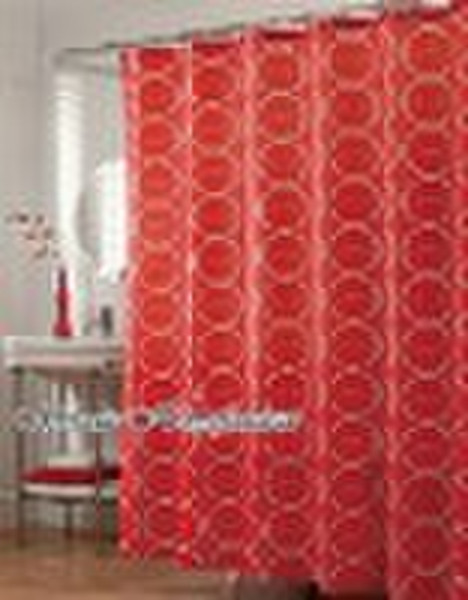 Printed red circles polyester shower curtains