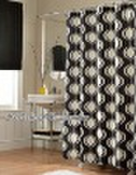 100%polyester printed bathroom ogee shower curtain