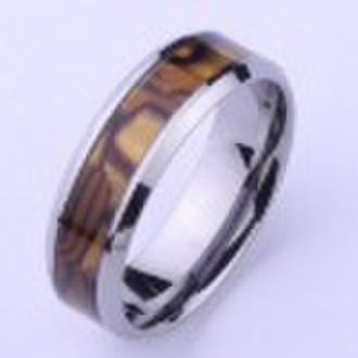 Tungsten ring golden shell inlaid