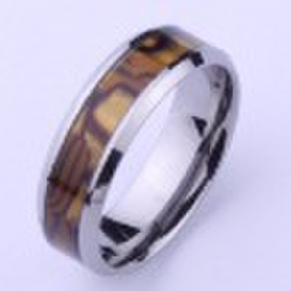 Tungsten ring golden shell inlaid