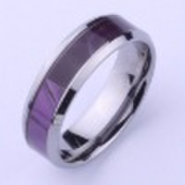 Tungsten ring purple shell inlaid