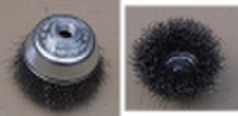 Cup brush-crimped wire for industrial brushes