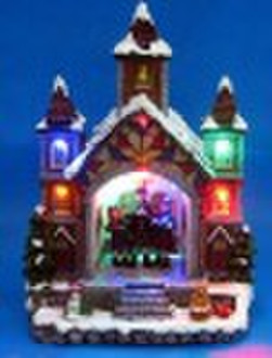 polyresin Christmas decoration house scene with le