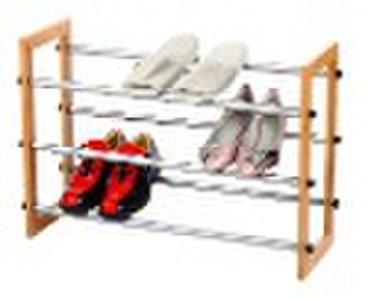 3 Tier Expandable Bamboo Frame Shoe Rack