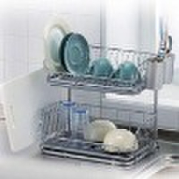 (K1001)2 Tier Dish Rack in Silver Powder Coating