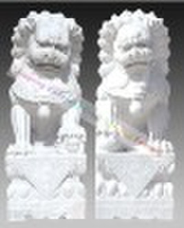 outdoor stone lion carving