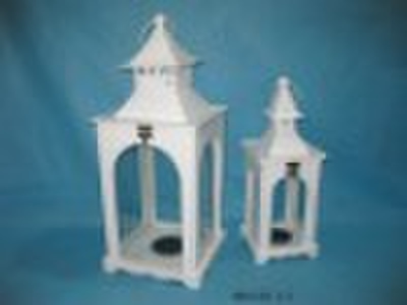 white wooden lantern