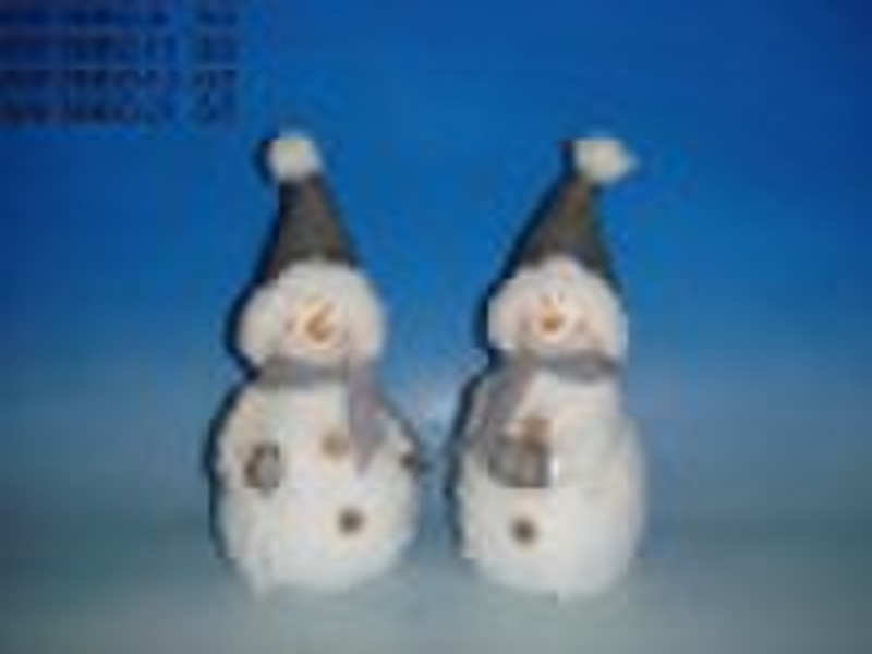 pottery snowman with flannel