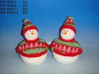 pottery snowman with sweater