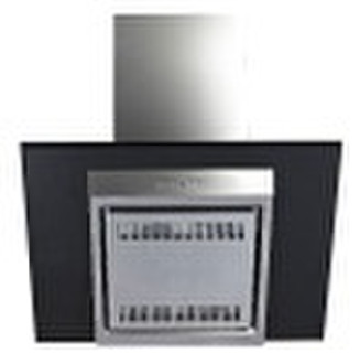 european style with black glass panel range hood