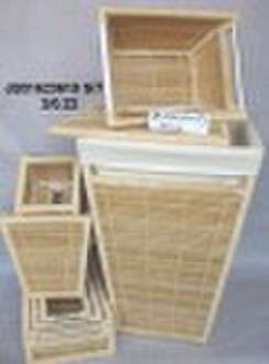 Set of 7 wooden and bamboo bathroom set (hamper&am