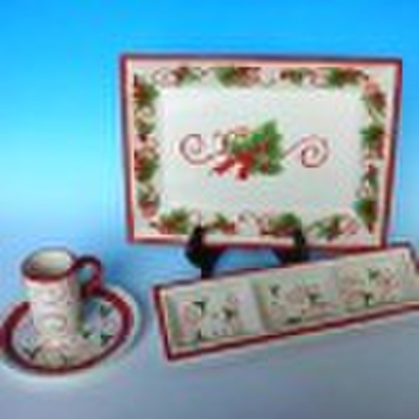 Ceramic Weihnachtsteller und Becher Set