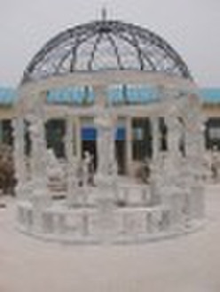 white marble figures column gazebo