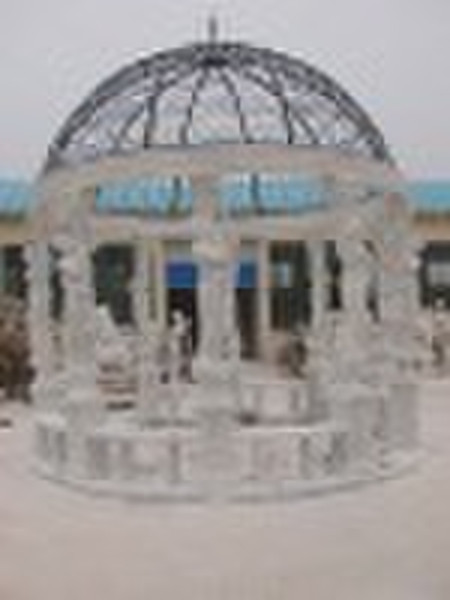white marble figures column gazebo