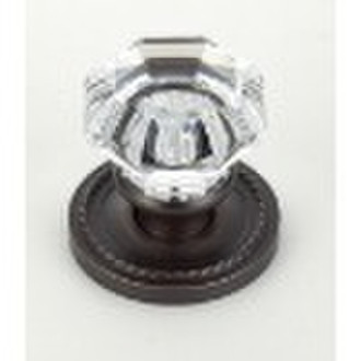 Crystal knob with brass roses