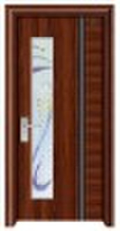 Steel security door with glass (heat transfer-prin